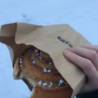 Vegan cinnamon bun at Brauð & Co in Reykjavik