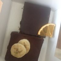 Delicious banana and orange chocolate raw vegan desserts at 42°Raw in Copenhagen