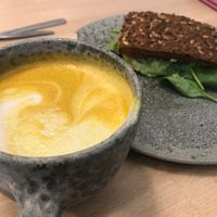 Golden Latte + Avo/Tomato/Pesto/";Cheese"; Sandwich at 42°Raw in Copenhagen