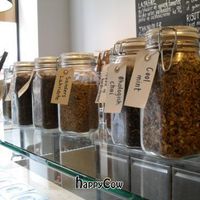 selection of teas and juices at 42°Raw in Copenhagen