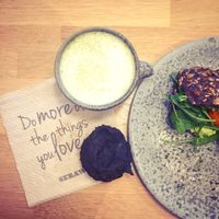 matcha latte at 42°Raw in Copenhagen