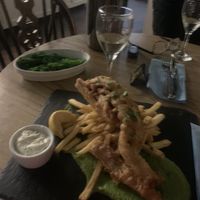 Vegan fish and  chips at The Owl in Camber
