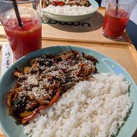 "Veggie" noodles and passion fruit juice at Umami in Zagreb