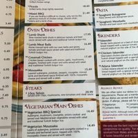 Vegetarian menu  at Anatolia Sea View in Lytham St Annes
