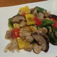 okra mushroom and gingko nuts at Bug and Bee in Bangkok