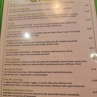 Menu at Pizza Pilgrims in London