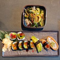 Maki garden rolls and seaweed salad at Sticks N Sushi in London
