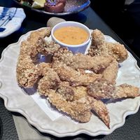 Kinoko Katsu; soya panko coated blue oyster mushrooms with lime chilli dip  at Sticks N Sushi in London