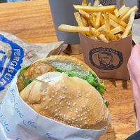 Tofu Burger and Fries at Fergburger in Queenstown