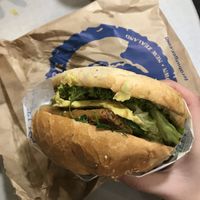 Vegan burger with added avo at Fergburger in Queenstown