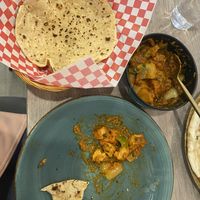 Vegan kadai chicken with tawa roti (no ghee or butter) . My favorite dish at this restaurant!   at Kesari in Surrey