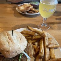 SEITAN-DERLOIN Sandwich with Fries  at Upland FSQ Brewery in Indianapolis