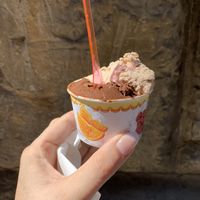 Chocolate and Almond ice cream  at La Gelatiera in Florence