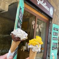 dark chocolate, chocolate chip and mango:)  at La Gelatiera in Florence