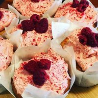 Vegan raspberry and lemon cupcakes at Gantley's Tavern in Queenstown