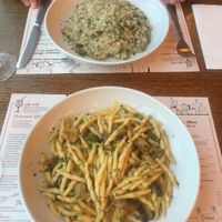 Butternut squash pasta and asparagus risotto at The Italian Way in Hastings