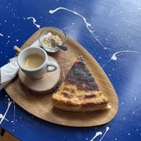 Flan cake and espresso  at My Green Pastry in Porto