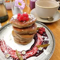 Vegan banana pancakes at Zina's Eatery in Vienna