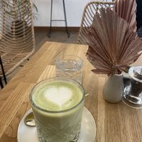 Matcha latte with soy milk  at Zina's Eatery in Vienna