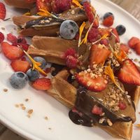 Peanut butter Waffles   at Lilo Cafe in Barcelona