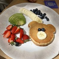 Kids menu! Pancakes  at Lilo Cafe in Barcelona