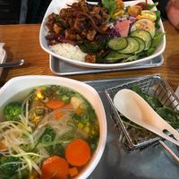 Vegan pho and Tofu bowl. at Saiwok in Rogers