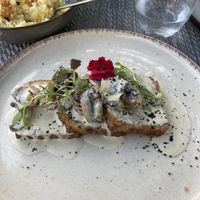 seitansteak with a cremy mushroomsauce with couscous at Gavino Restaurante Bar in Funchal