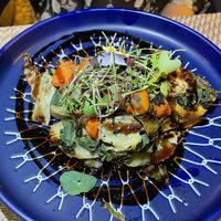 Sweet potatoe bruschetta with mixed vegetables and spinach at Gavino Restaurante Bar in Funchal