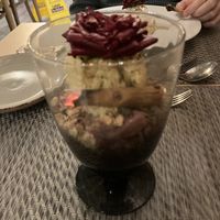 Vegan apple and red berry crumble and ice-cream  at Gavino Restaurante Bar in Funchal