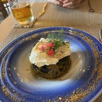 Sweet potato burger with poached egg   at Gavino Restaurante Bar in Funchal