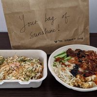 Vegan yakisoba and Korean flavour rice bowl at The Breakfast Club in East Singapore