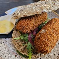 Vegan Dutch Specialty: Broodje Kroket at Cafe Goos in Hoorn