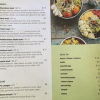 Bowls (V means vegan)  at Backyard Cafe - Street 240 in Phnom Penh