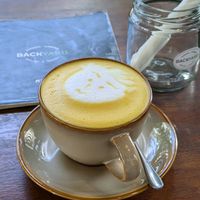 Turmeric latte with cashew milk at Backyard Cafe - Street 240 in Phnom Penh