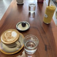 Mango smoothie, latte with home made cashew milk and a brownie bite  at Backyard Cafe - Street 240 in Phnom Penh