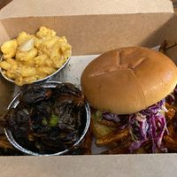 Orange Bird with Brussel Sprouts and Mac & Cheese at Dharma Southern Kitchen in Sanford