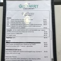Menu  at The Greenery Creamery in Sanford