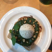 Pesto & vegan ricotta on toast at Anima in Helsinki