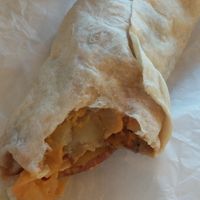 Vegan sausage and cheezy potato wrap:  at City Cakes and Cafe in Salt Lake City