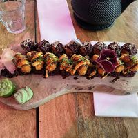 salmon rolls & shrimp tempura  at Vegan Sushi Bar - Downtown in Amsterdam