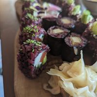 Tuna roll up close at Vegan Sushi Bar - Downtown in Amsterdam