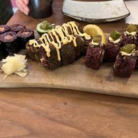 Tuna rolls on left were not so great   at Vegan Sushi Bar - Downtown in Amsterdam