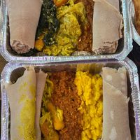 Vegetarian combo (vegan) at Konjo Ethiopian Food in Edgewater