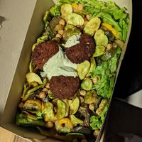 Salad with roasted veggies and falafel at Herbívoro- Chapinero in Bogota