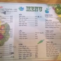 Menu with noodles, rice, hotpot,....  at Phuoc Vegan in Da Nang