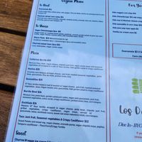 Vegan menu at Los Dos Hombres in The Entrance