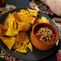Beetroot hummus at Los Dos Hombres in The Entrance