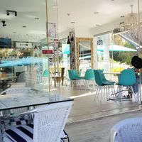 View from front terrace into the café at Café Fino in Carvoeiro