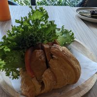 Vegan sausage croissant at VIBE Coffee & Plant-Based Food in Bangkok