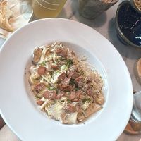 Vegan carbonara  at VIBE Coffee & Plant-Based Food in Bangkok